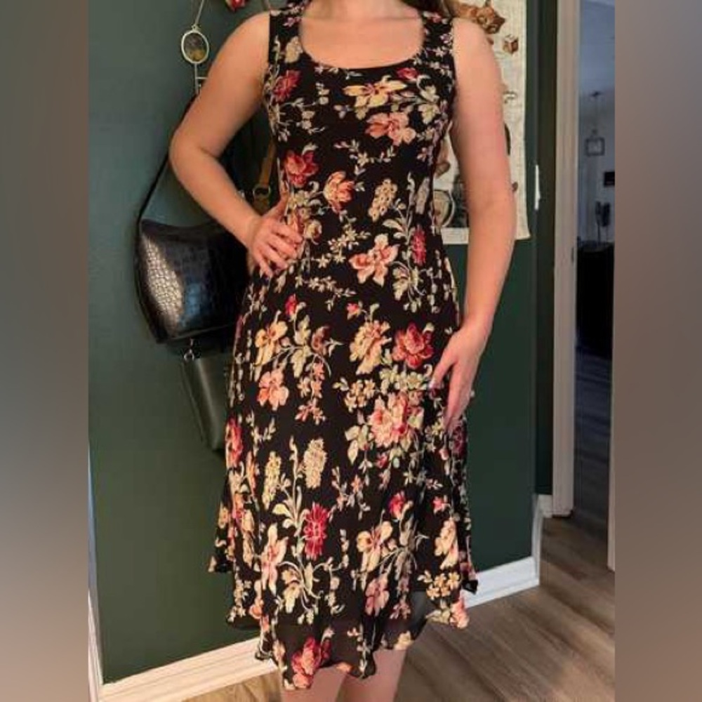 Evan Picone Pink and Green Sleeveless Sundress